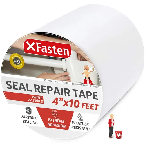 Vista 10 de XFasten Cinta de parche y sellado impermeable, color negro, cinta de reparación de goma de 4 pulgadas por 10 pies para reparación de fugas