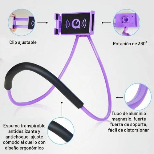 Vista 4 de Soporte para teléfono celular con cuello de cisne perezoso, soporte