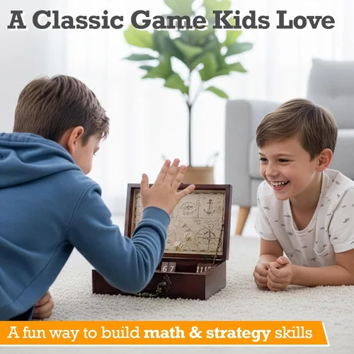 Vista 3 de STERLING Juego de 12 números Shut The Box Caja de madera Estuche de viaje con temática náutica Juego de dados familiares para niños y adultos