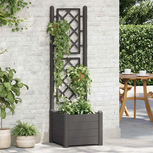 Vista 2 de vidaXL Cama elevada para jardín con enrejado, cama elevada para flores y plantas, maceta con orificio de drenaje, uso en exteriores e interiores