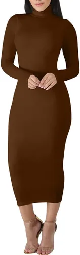 Vista 2 de BORIFLORS - Vestido largo de manga larga para mujer, de cuello alto, para fiesta