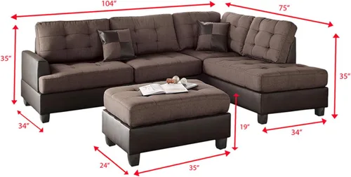 Vista 3 de Poundex PDEX-F6857 Sofás Tapizados/Seccionales/Sillones, Chocolate