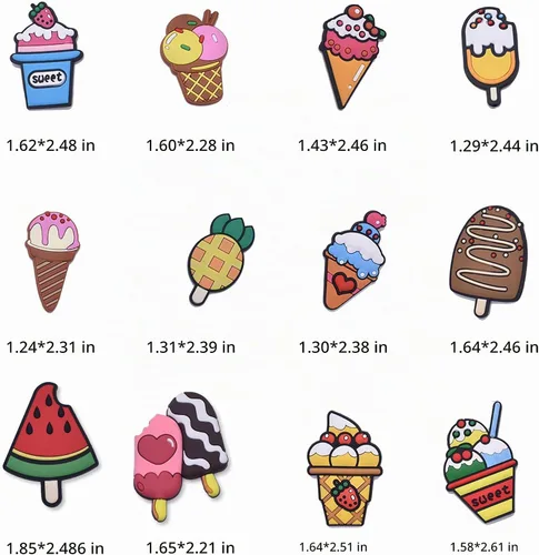 Vista 8 de Imanes de frutas para nevera, helado, refrigerador, frutas, decoración del hogar, calcomanías para pizarra blanca, 24 piezas Fruta y Helado