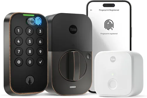 Vista 21 de Yale Assure Lock 2 Touch - Cerrojo inteligente de huellas dactilares, gamuza negra Wi-Fi (paquete de 2)
