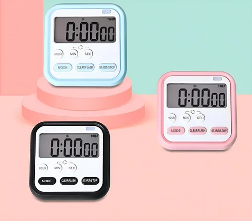 Vista 2 de Reloj temporizador magnético digital – Pantalla LCD grande con alarma fuerte, modo de flash silencioso, cronómetro y cuenta regresiva para estudio