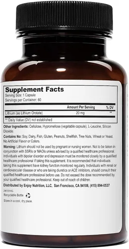 Vista 2 de Orotato de litio - 20 mg de litio elemental, 60 cápsulas vegetarianas (120 unidades (paquete de 2))