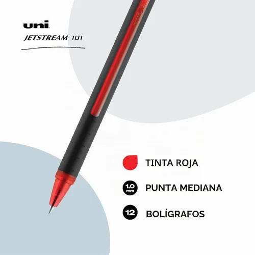 Vista 2 de Uniball Jetstream 101 - Bolígrafo de punta media (0.039 pulgadas), color rojo