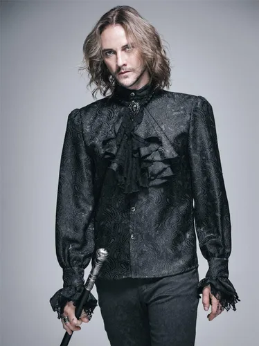 Vista 2 de Devil Fashion Steampunk hombre camisas gótico victoriano Shining esmoquin camisas blusas