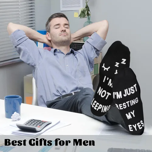 Vista 2 de ZXGXLAW Regalos de cumpleaños para papá, hombres, marido, abuelo, mujeres, idea para el día del padre, Navidad, no estoy durmiendo, calcetines