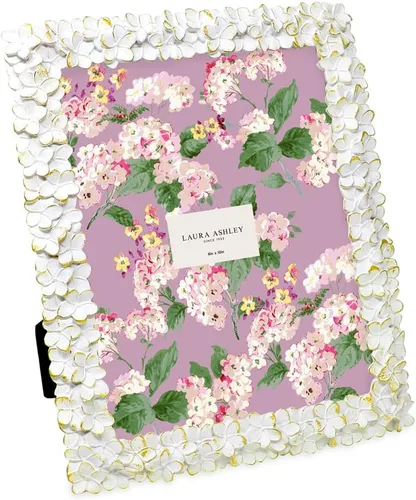 Vista 10 de Laura Ashley - Marco de fotos 4x4 negro con textura floral hecho a mano en resina con caballete y gancho para mesa y pared, diseño floral decorativo