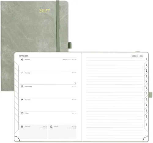 Vista 22 de POPRUN Agenda semanal y mensual 2027, libro de citas grande de 8.5 x 10.5 Verde oliva