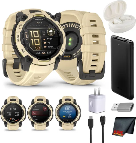 Vista 14 de Garmin Instinct 3 45mm, pantalla con carga solar, reloj inteligente GPS resistente para exteriores, bisel reforzado con metal, linterna incorporada