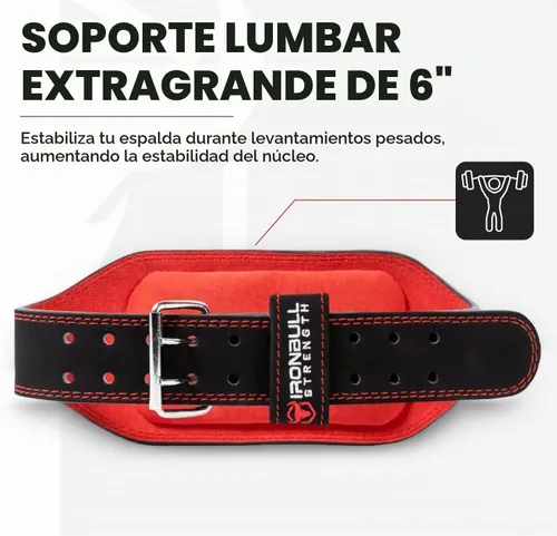 Vista 2 de Cinturón de levantamiento de pesas – Cinturón de cuero acolchado de 6 pulgadas – Soporte de espalda resistente y cómodo para levantamiento de pesas