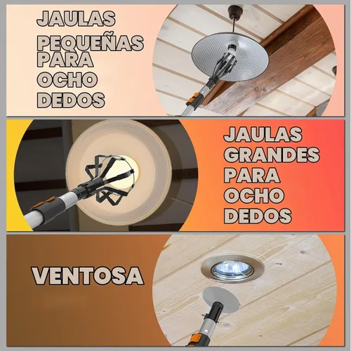 Vista 2 de Buyplus Cambiador de bombilla de alcance de 18.5 pies para techos altos con poste de extensión telescópico de 3 a 12.5 pies, extensión de poste