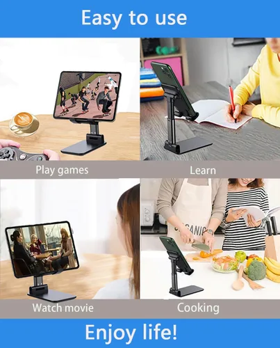 Vista 5 de Soporte de teléfono celular para escritorio, soporte de teléfono con estable antideslizante, aumenta de peso para ser estable, compatible con iPhone