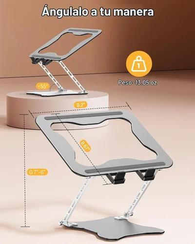 Vista 2 de OMOTON Portable Laptop Stand, Ultra-Slim Height Adjustable Laptop Riser