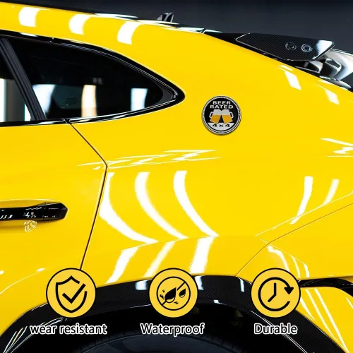 Vista 7 de Insignias de metal 3D para automóvil, emblema de cerveza de 4 x 4, insignia redonda de decoración exterior automotriz para automóviles, camiones