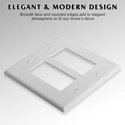 Vista 2 de Placas decorativas de pared de 2 segmentos para interruptores de luz, interruptor inteligente, atenuadores, GFCI, receptáculo, salida USB