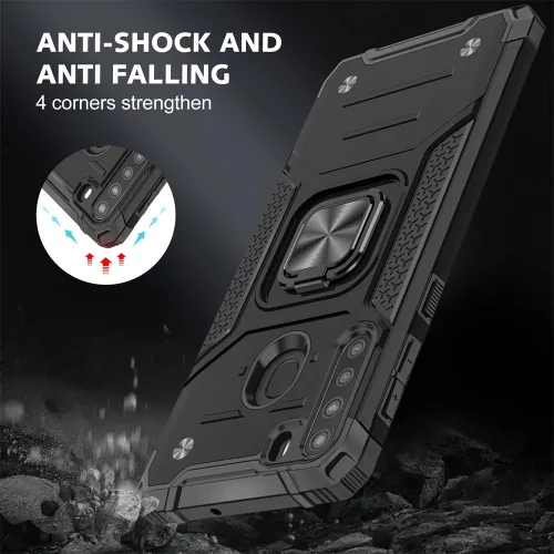 Vista 2 de HNHYGETE Funda para teléfono Galaxy A21: Protector de pantalla de grado militar 360° giratorio Kickstand a prueba de golpes Fundas protectoras