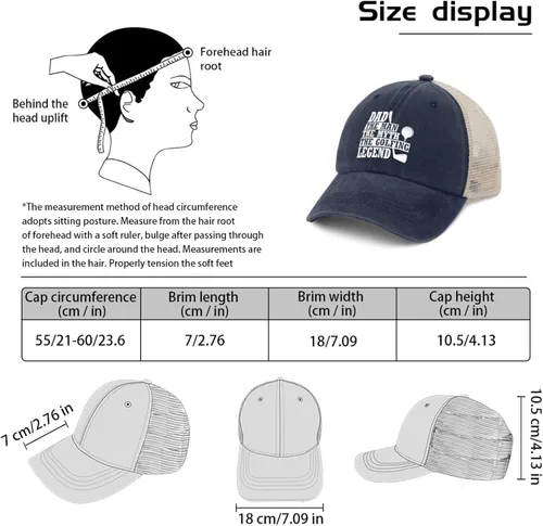 Vista 4 de Cap Dad The Man The Myths The Golfing Baseball Cap, Graphic Dad Hats for Men