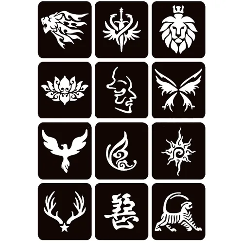 Vista 4 de Moricher kit de tatuajes de alheña, kits de tatuajes temporales, 5 conos, 96 plantillas, regalos para arte DIY, fiesta