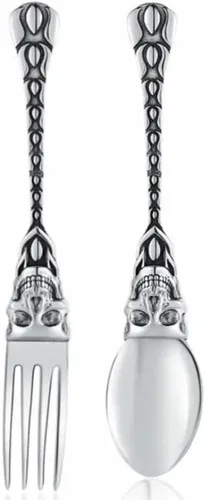 Vista 3 de Vajilla de acero inoxidable con aspecto moderno, gran regalo para Halloween, Pascua y Navidad (plata, rosa)