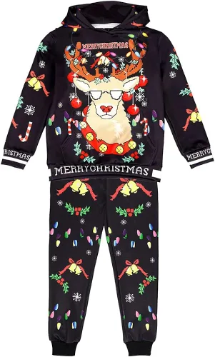 Vista 2 de Sudadera con capucha de Navidad para niños chicosniñas con sudadera de Navidad disfraz de Chrismas