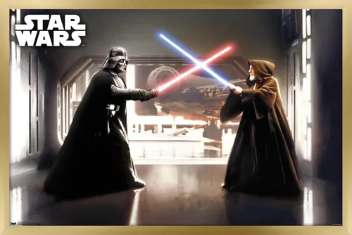 Vista 18 de Star Wars: Saga - First Duel Wall Poster, 22.4L x 14.7W, Barnwood Framed Version