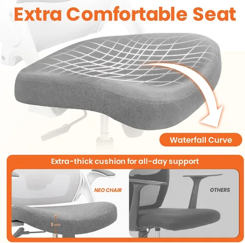 Vista 4 de NEO CHAIR - Silla de escritorio de oficina con respaldo alto Gris