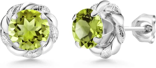 Vista 218 de Gem Stone King Aretes de plata de ley 925 de 0.236 in con piedra natal redonda para mujer