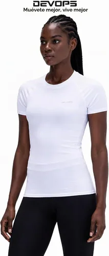 Vista 10 de DEVOPS - Paquete de 3 camisetas de compresión para mujer, de manga corta, con ajuste seco, para correr, atléticas, camisetas de entrenamiento