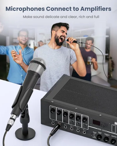 Vista 5 de Tisino Cable de micrófono de XLR hembra a TRS de 1/4'', conector estéreo de 6.35mm a XLR hembra de 3 pines cable de interconexión balanceado - 3.3FT