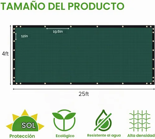 Vista 3 de Pantalla de privacidad para cerca de 4' x 25', cubiertas de sombra para cerca de privacidad - paneles de cerca resistentes con bloqueo del 90%