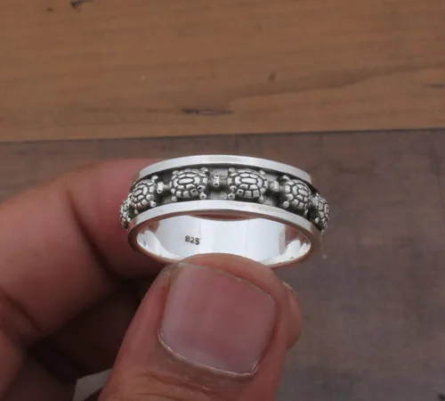 Vista 12 de Boho Spinner Ring, Mothers Day Gift, Silver 925 Women Ring, Sterling Silver 925 Ring, Fidget Spinner Ring,Women Silver Anxiety Ring