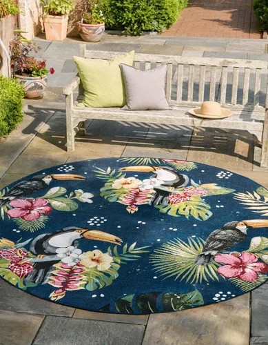 Vista 7 de Unique Loom Outdoor Botanical Collection - Phipps - Alfombra rectangular de 2 x 3 pies, multicolor y azul