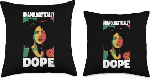 Vista 3 de Unapologetically Dope Black Woman Afro Black History Month Throw Pillow