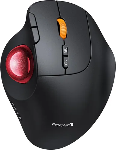 Vista 11 de ProtoArc Ratón inalámbrico Bluetooth Trackball, EM02 de dos ángulos ajustables, ergonómico recargable, conexión de 3 dispositivos, control de pulgar