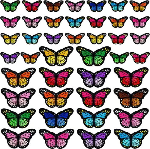 Vista 8 de 20 parches de mariposa para planchar, parche de reparación bordado de 2 tamaños