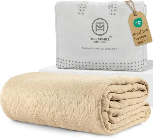 Vista 18 de Threadmill Mantas de Algodón de Lujo para Cama de Tamaño King Manta de Algodón 100% Acogedora para Todas las Estaciones Colcha Jacquard Aster