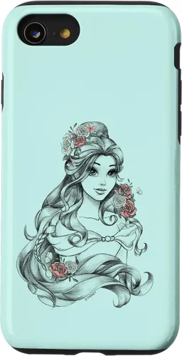 Vista 18 de iPhone 16 Disney Beauty & The Beast Floral Belle Sketch Case