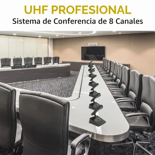 Vista 7 de XTUGA YT8 Sistema de micrófono inalámbrico para conferencias, micrófonos de escritorio de 8 canales UHF 540MHz-599.5MHz,PLL bloqueado,Micrófonos