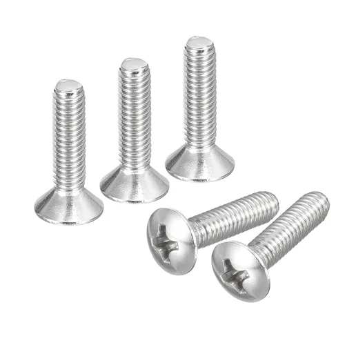 Vista 16 de uxcell Tornillos de máquina Phillips de cabeza ovalada M4x8mm, 50pcs 304 tornillos de cabeza avellanada ligeramente levantados de acero inoxidable