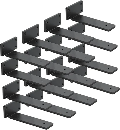 Vista 28 de Paquete de 4 soportes de estante flotantes de 4 pulgadas, soporte de estante oculto de 1/5 pulgadas de grosor, soportes de metal de hierro