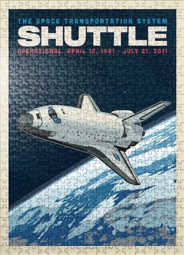 Vista 7 de MyPuzzle NASA 1981: Space Shuttle, póster vintage, rompecabezas prémium de 100 piezas para adultos