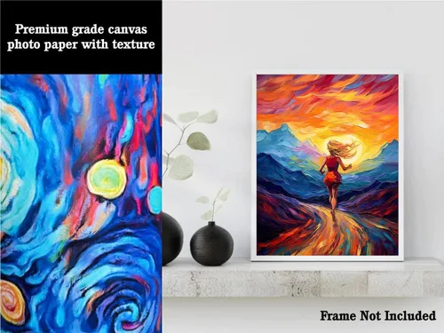 Vista 3 de Bestbuddy Pet 11x14 sin marco noche estrellada chica corriendo al sol deportes al aire libre atleta familia amor familia pintura al óleo impresión