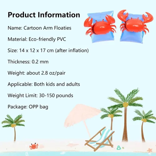 Vista 3 de Flotadores de brazo para niños, flotadores de brazo de piscina de dibujos animados, flotadores inflables de PVC para niños de 3-5-6-12 años