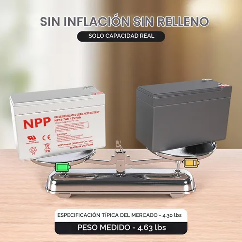 Vista 4 de NPP Batería AGM SLA recargable de 12V 7Ah con terminales F2, para UPS, sistema de alarma de seguridad, Verizon Fios Box, etc (2 piezas)