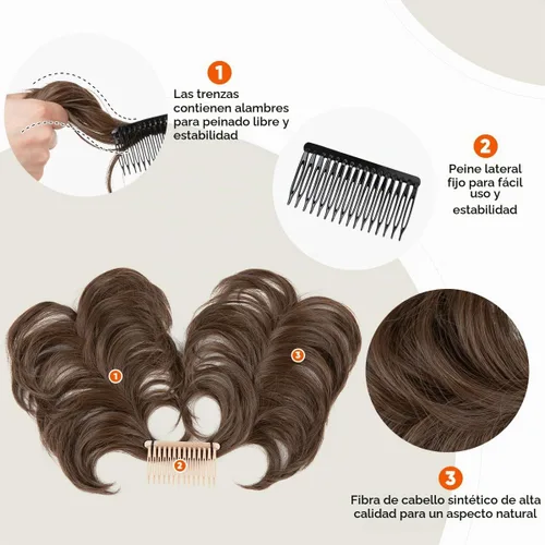 Vista 4 de Peine de moño desordenado con clip lateral para mujer, corto, natural, lacio, versátil, ajustable, fácil de peinar, (rubio ceniza-C)