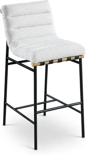 Vista 18 de Meridian Furniture 846Black-C Burke Collection Modern Taburete de bar contemporáneo con cuero vegano negro suave, marco de metal negro mate