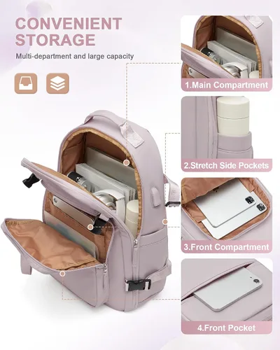 Vista 3 de UPPACK Mochila de viaje grande para mujeres y hombres, mochila de transporte para aviones, mochila de viaje para mujer, mochila de gimnasio